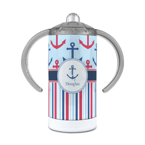 Custom Anchors & Stripes 12 oz Stainless Steel Sippy Cup (Personalized)
