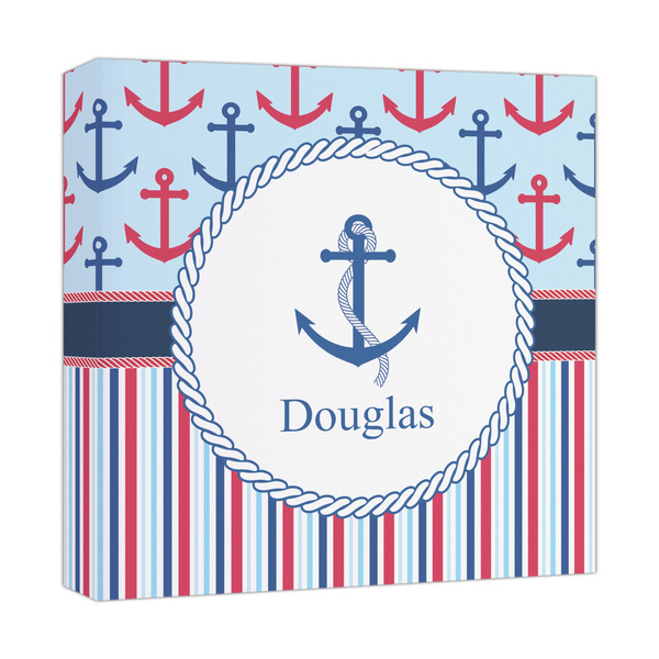 Custom Anchors & Stripes Canvas Print - 12x12 (Personalized)