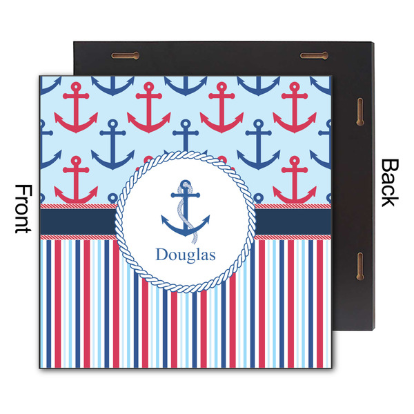 Anchors & Stripes 12x12 Wood Print - Front & Back View