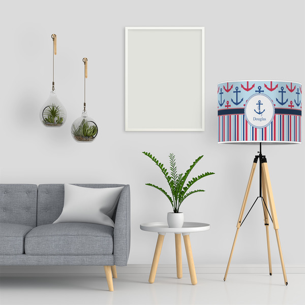 Anchors & Stripes 16" Drum Lampshade - LIFESTYLE