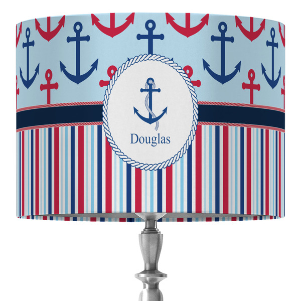 Custom Anchors & Stripes 16" Drum Lamp Shade - Fabric (Personalized)