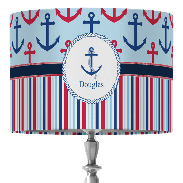 Custom Anchors & Stripes 16" Drum Lamp Shade - Fabric (Personalized)