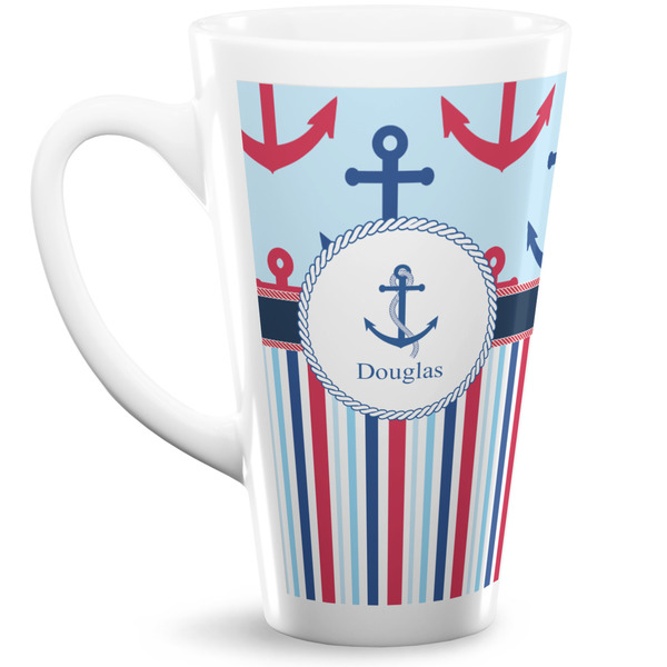 Custom Anchors & Stripes Latte Mug (Personalized)