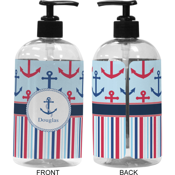 Anchors & Stripes 16 oz Plastic Liquid Dispenser (Approval) - Black