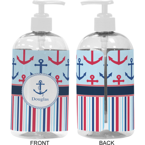 Anchors & Stripes 16 oz Plastic Liquid Dispenser- Approval- White