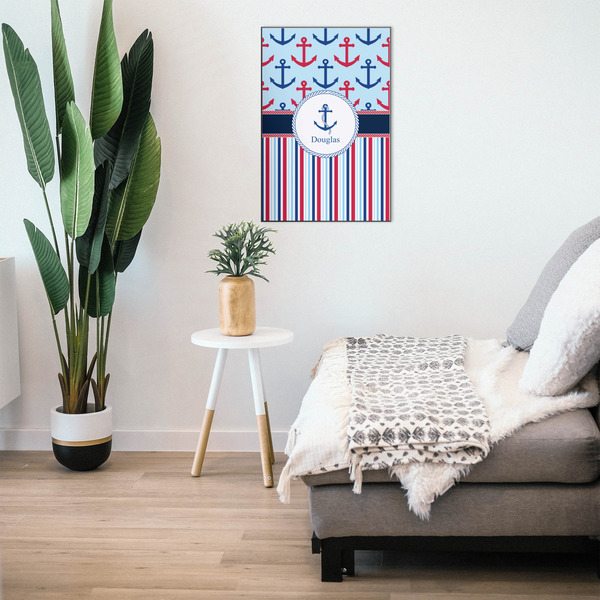 Anchors & Stripes 20x30 Wood Print - In Context