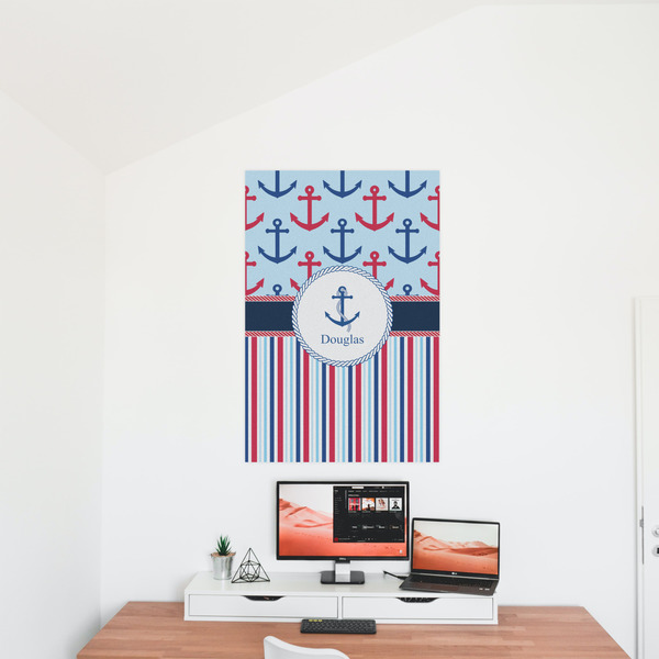 Anchors & Stripes 24x36 - Matte Poster - On the Wall