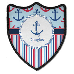 Anchors & Stripes Iron On Shield Patch B w/ Name or Text