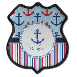 Anchors & Stripes Iron On Shield Patch C w/ Name or Text