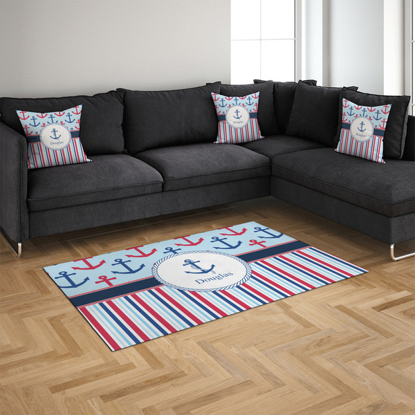 Anchors & Stripes 4'x6' Indoor Area Rugs - IN CONTEXT