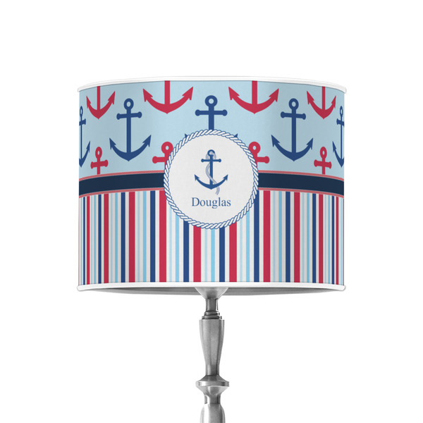 Anchors & Stripes 8" Drum Lampshade - ON STAND (Poly Film)
