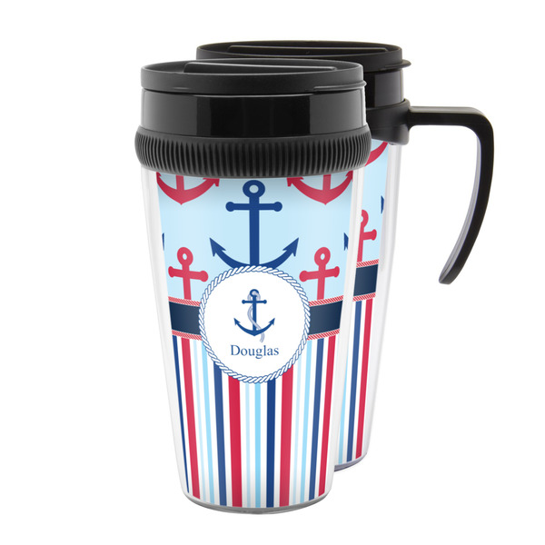 Custom Anchors & Stripes Acrylic Travel Mug (Personalized)