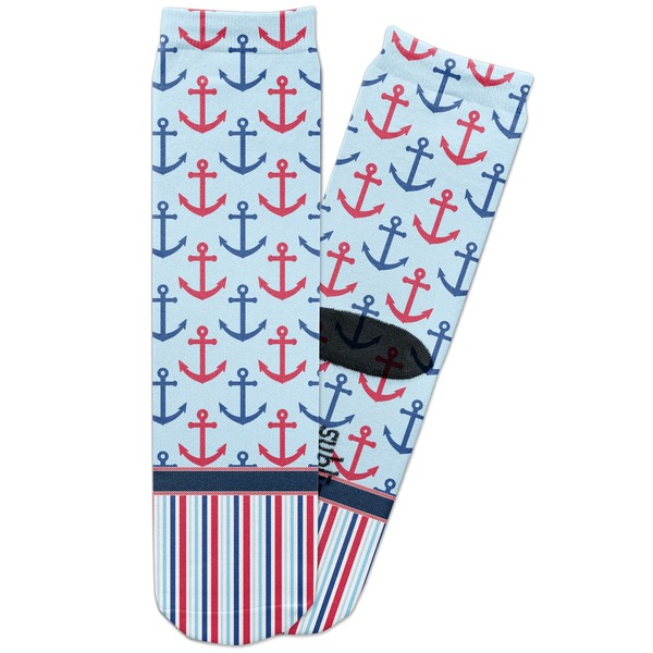Custom Anchors & Stripes Adult Crew Socks