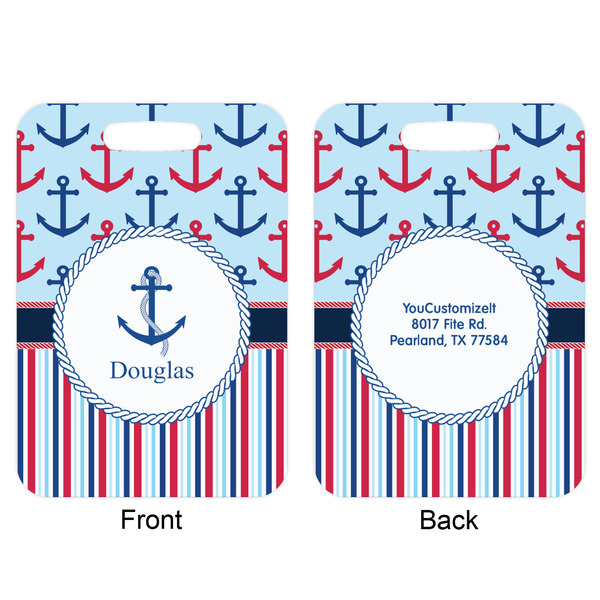 Anchors & Stripes Aluminum Luggage Tag (Front + Back)