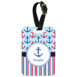 Anchors & Stripes Metal Luggage Tag w/ Name or Text