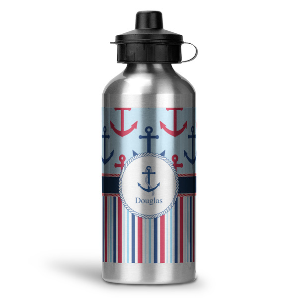 Custom Anchors & Stripes Water Bottles - 20 oz - Aluminum (Personalized)
