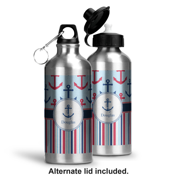 Anchors & Stripes Aluminum Water Bottle - Alternate lid options