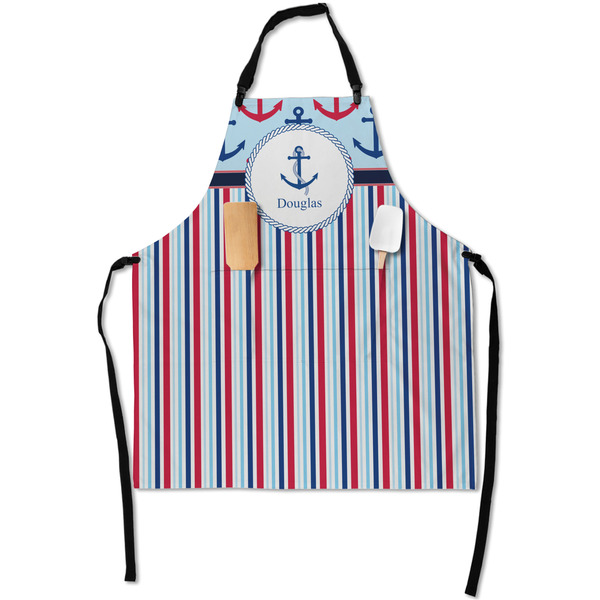 Custom Anchors & Stripes Apron With Pockets w/ Name or Text