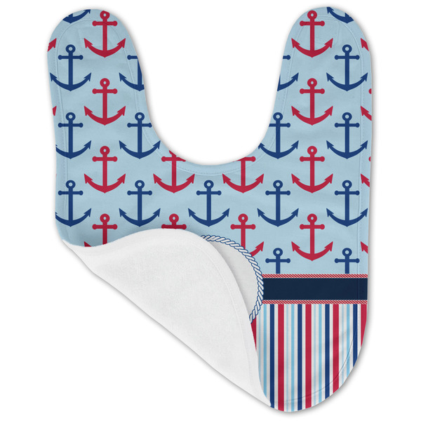 Anchors & Stripes Baby Bib - AFT folded