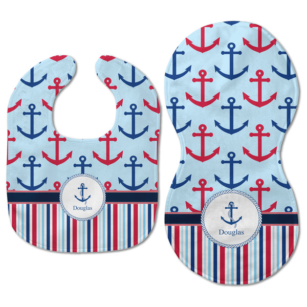 Anchors & Stripes Baby Bib & Burp Set - Approval (new bib & burp)