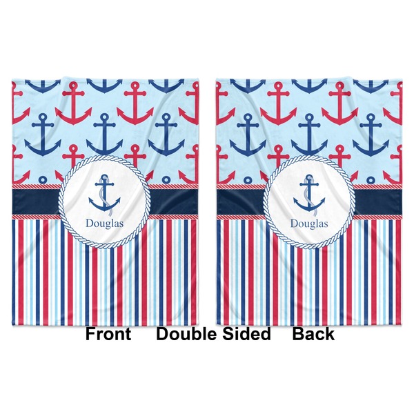 Anchors & Stripes Baby Blanket (Double Sided - Printed Front and Back)