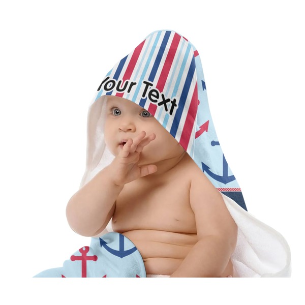 Anchors & Stripes Baby Hooded Towel on Child