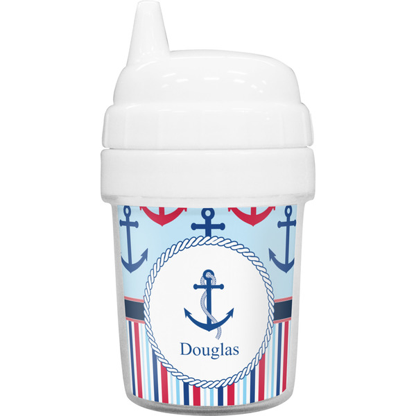 Custom Anchors & Stripes Baby Sippy Cup (Personalized)