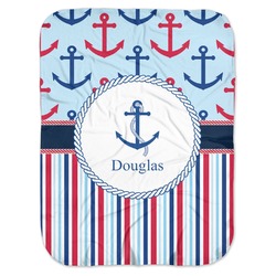 Anchors & Stripes Baby Swaddling Blanket (Personalized)