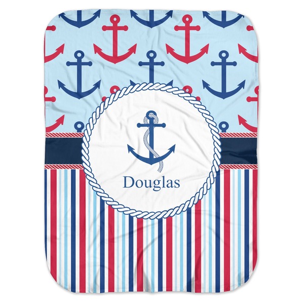 Custom Anchors & Stripes Baby Swaddling Blanket (Personalized)