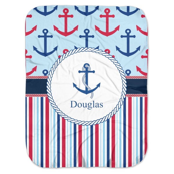 Custom Anchors & Stripes Baby Swaddling Blanket (Personalized)