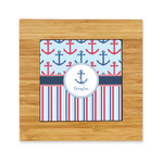 Anchors & Stripes Bamboo Trivet with Ceramic Tile Insert (Personalized)