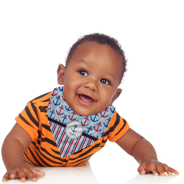 Anchors & Stripes Bandana Bib - (Lifestyle 1 boy)