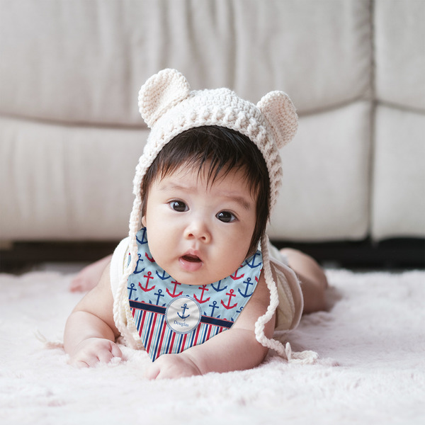 Anchors & Stripes Bandana Bib - (Lifestyle 2 girl)