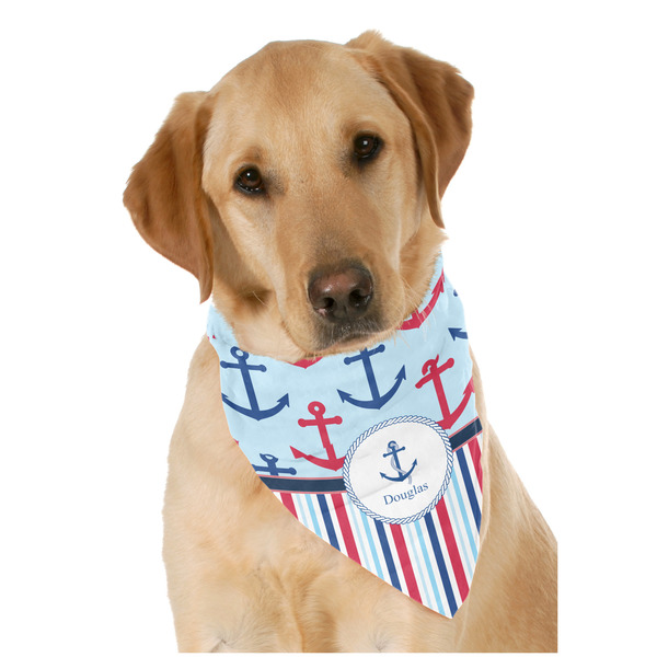 Custom Anchors & Stripes Dog Bandana Scarf w/ Name or Text