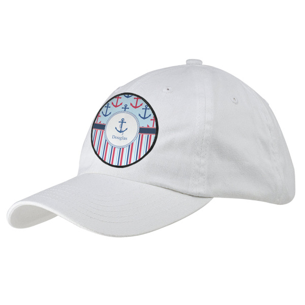 Custom Anchors & Stripes Baseball Cap - White (Personalized)
