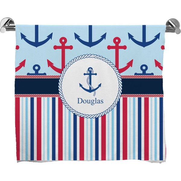 Custom Anchors & Stripes Bath Towel (Personalized)