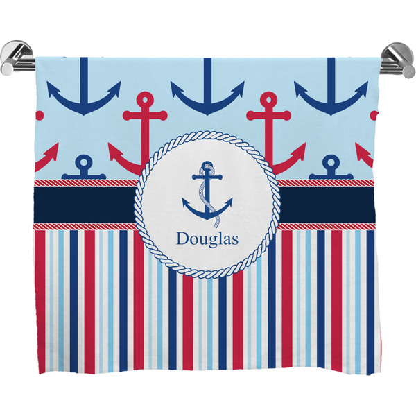 Custom Anchors & Stripes Bath Towel (Personalized)