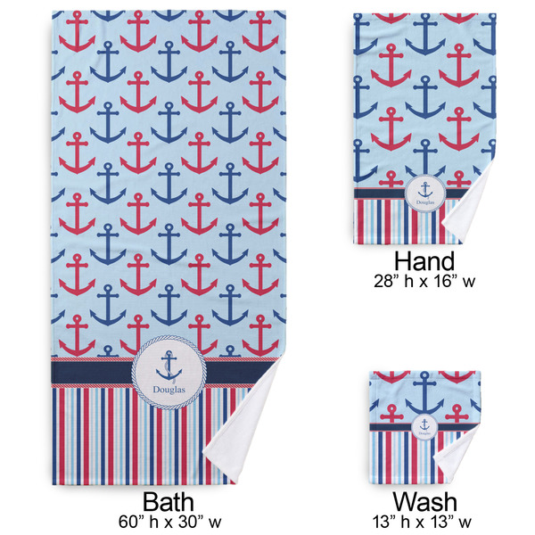 Anchors & Stripes Bath Towel Sets - 3-piece - Approval
