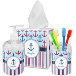 Anchors & Stripes Acrylic Bathroom Accessories Set w/ Name or Text