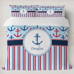 Anchors & Stripes Duvet Cover Set - King (Personalized)
