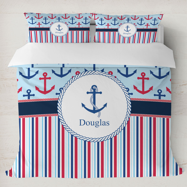 Custom Anchors & Stripes Duvet Cover Set - King (Personalized)