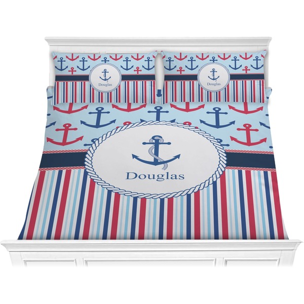 Custom Anchors & Stripes Comforter Set - King (Personalized)