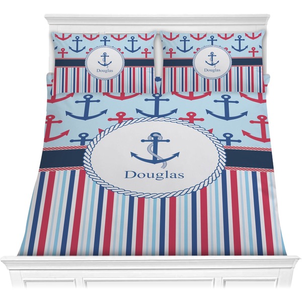 Custom Anchors & Stripes Comforter Set - Full / Queen (Personalized)