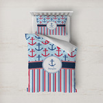Anchors & Stripes Duvet Cover Set - Twin (Personalized)