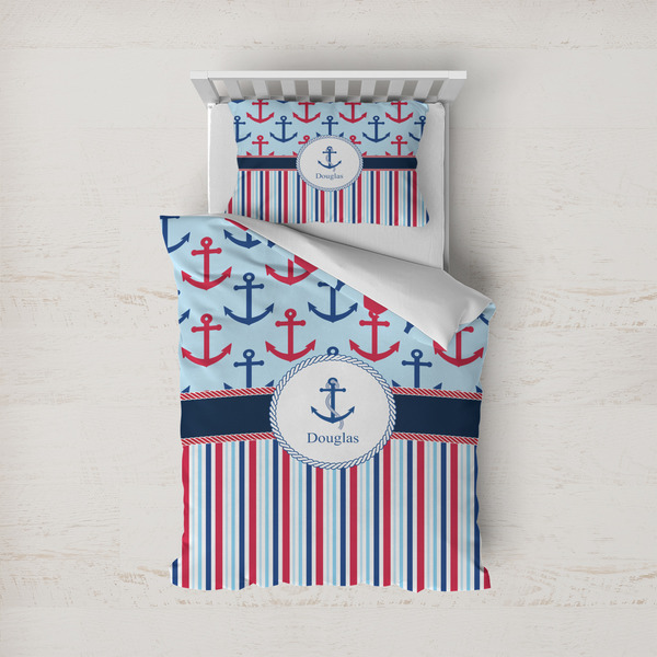 Custom Anchors & Stripes Duvet Cover Set - Twin (Personalized)