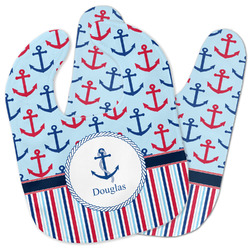 Anchors & Stripes Baby Bib w/ Name or Text