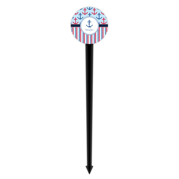 Anchors & Stripes Black Plastic 4" Food Pick - Round - Single Pick