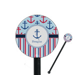 Anchors & Stripes 5.5" Round Plastic Stir Sticks - Black - Single Sided (Personalized)