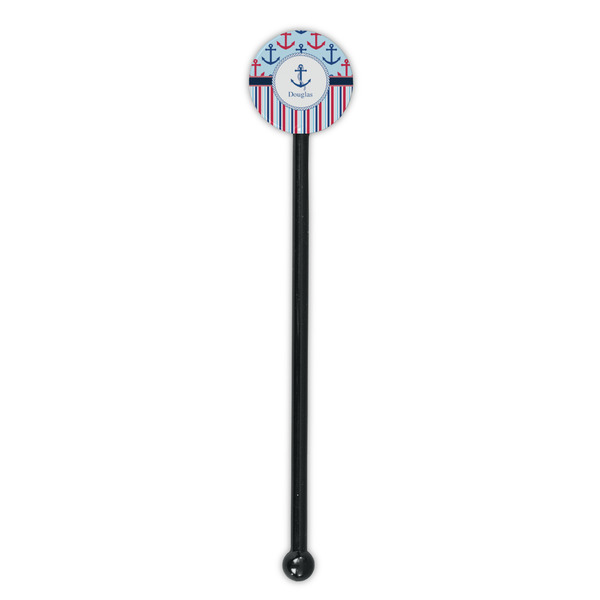 Anchors & Stripes Black Plastic 5.5" Stir Stick - Round - Single Stick