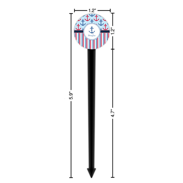 Anchors & Stripes Black Plastic 6" Food Pick - Round - Dimensions